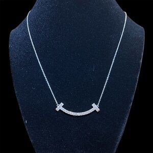 1.33 Carat Diamond Silver Smile Necklace with Delicate Chain